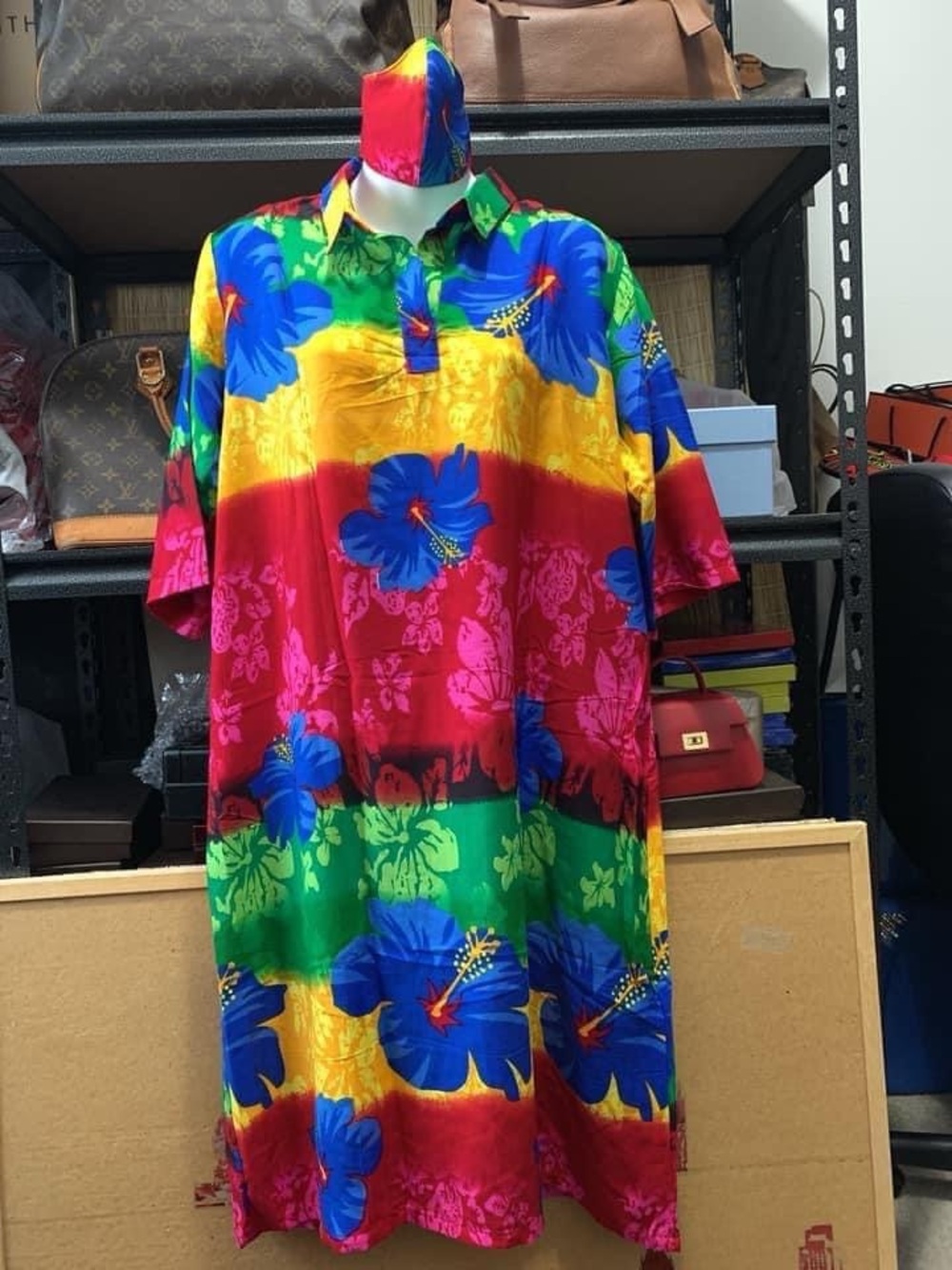 Bright Multi-Color Floral Long Sleeve Dress